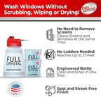 Full Crystal Window Cleaning Kit – 8 oz Glass Cleaner and Bottle with 27 ft Reach, Each 4 oz Bag Makes Up to 640 fl oz, Cleans Up to 40 Windows, Scrub-Free, Rinse-Free
