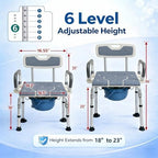 3-in-1 Bedside Commode Chair for Adults, Shower Chair & Toilet Safety Frame, Adjustable Height, Flip-Up Arms, Non-Slip Feet, 300 lbs Capacity, Commode Chair for Elderly