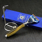 Haryali London 5 Edge Shaving Razor With Horn Replica Handle and Chrome Plated Stainless Steel Stand Perfect Set For Mens