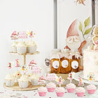 36Pcs Fairy 1st Birthday Cupcake Toppers, Our Little Fairy Is Turning One Floral Garden Theme Cupcake Picks Cake Decorations First Bday Supplies for Girls
