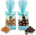 Belgian Chocolate Gift Set 2 Pack - Kosher Parve Wrapped Caramel and Dark Chocolate Truffle Bits, Dairy Free, Vegan Chocolate, Hanukkah Gifts, Party Favors, Hostess Gift