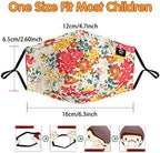 5pcs Kids Cotton Face Covering Set Reusable Washable Cute Pattern 3 Layers Adjustable Dust Cover for Boys Girls