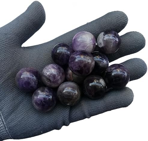 Natural Amethyst 0.78 Inchs Crystals and Healing Stone Ball Set,Home Desktop Feng Shui Array Decoration(7 Pieces)