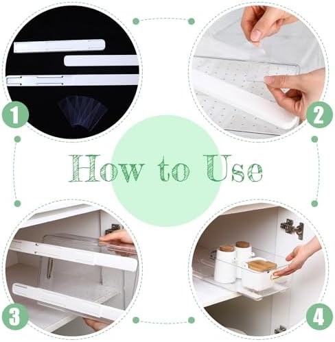 CroBlissful 4 Pcs Adhesive Sliders for Cabinets Pull Out Drawer Organizer Accessories Basket Office Glide Cabinet Tracks Runner Adhesive Drawer Slides Pull Out Replace Guide Rail for Back to School