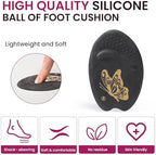 Ball of Foot Cushion Metatarsal Pads - Welnove Non Slip Gel Heel Pads - Heel Cushions to Prevent Toe Sliding, All Day Comfort Shoe Insert Pads for High Heels, Sandals, Wedding, Party (2 Pairs Black)