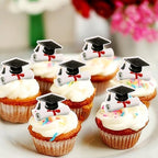 40 PCS Edible Graduation Theme Cupcake Toppers Wafer Paper Graduate Cupcake Picks Cake Drink Students Graduation Theme Party Cake Decorations Supplies