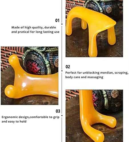 Elitzia Body Massager Portable Beeswax Resin Massage Tools for Neck Back Head 4 Shapes Options ETML1067 (Orange Neck Massager)