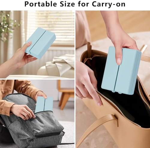 FYY Daily Pill Organizer,7 Compartments Portable Travel Pill Case/Box for Purse Pocket to Hold Vitamins,Cod Liver Oil,Supplements and Medication-SkyBlue, [Folding Design]
