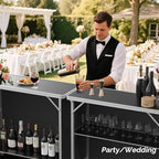 Bonnlo Folding Portable Bar Table, Mobile Bar Table for Events, Party, Camping, Picnic, Tradeshow, Indoor with Black Skirt 39 "L x 34" H