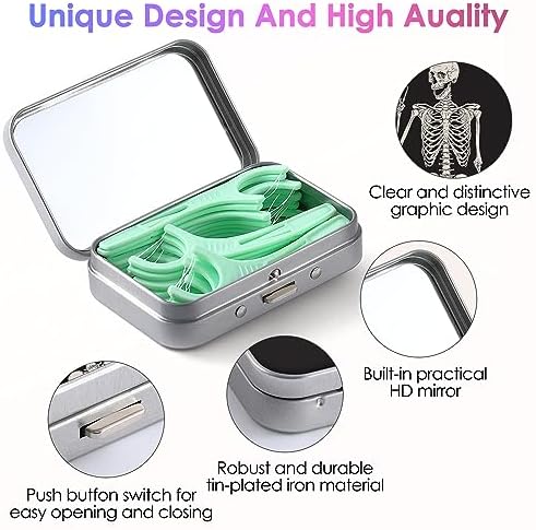 Dental Floss Portable Case, Easy to Store Floss Picks of Various Sizes, Portable Dental Floss Dispenser is Perfect for Travelling, Hotels, Dinners, Appointments.Human Skeleton