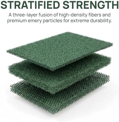 Scrubbing Pads, 6-Pack Green Kitchen Cleaning Scourer – Heavy Duty Scrubber for Pots, Stovetops, Range Hoods, Easy Rinse, Degreasing & Descaling by Ha-Fish&Flame-Gua