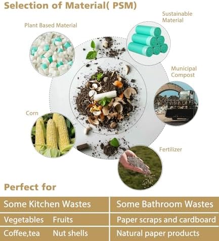 AYOTEE Compostable Trash Bags 4 Gallon Drawstring Trash Bags,100 Counts Ultra Strong Unscented Garbage Bag Small TrashBags Waste Basket Liners for Bathroom, Kitchen, Car, Pet