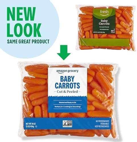 Amazon Grocery, Cut & Peeled Baby Carrots, 16 Oz