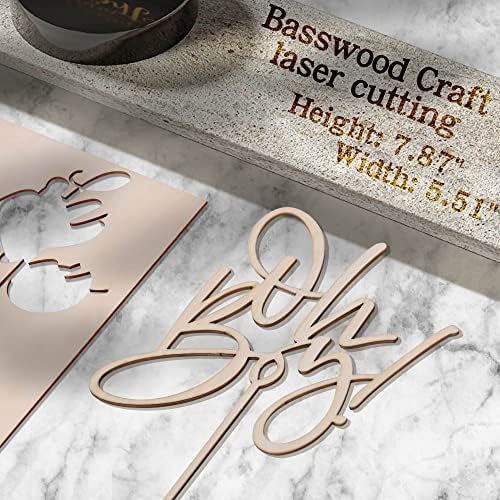 Oh Boy Cake Topper - Wooden 'It's a Boy' Birthday Party Decoration for 1st Birthday Photo Booth Props & Gender Reveals (Wood Cake Topper)