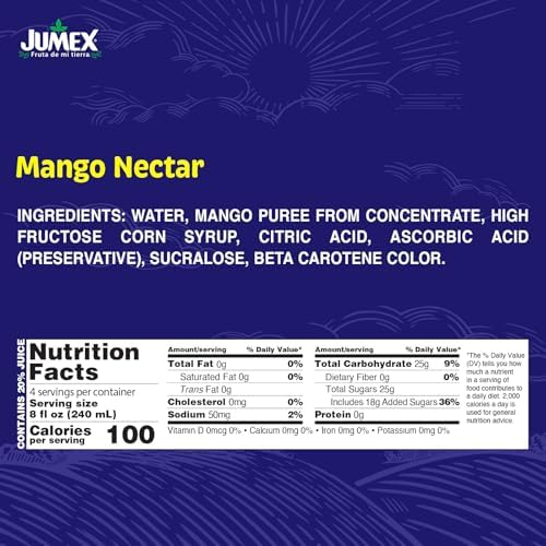 Jumex Mango Nectar - Mango Juice Nectar Made with Fresh Fruit Puree - Tropical Fruit Juice Concentrate for Smoothie Mix, Cocktail Mixers, Kids Drinks & Mexican Beverages - 32.4oz, 1 Pack Carton