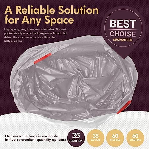 PAMI Recycling Tall Kitchen Drawstring Trash Bags- Extra-Strong Plastic Garbage Bags- Thick Trash Can Liners For Kitchen & Outdoor Bins- 2ft x2ft Unscented Trash Bags (30 Gallon – 35 Count – Clear)