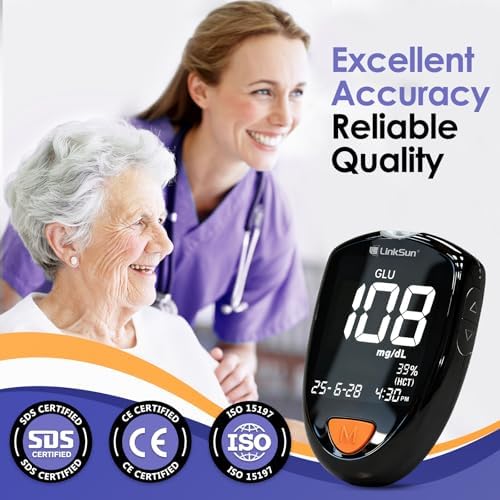 M26-K Blood Glucose & Ketone Testing Kit, 35 Safety Lancets, 25 Glucose Strips, 10 Ketone Strips, Travel Case, Glucose Control Solution, 2-IN-1 Glucose Ketone Meter, Home Use, No Coding, Large Display