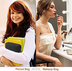 Likesing Period Bag for Girls Womens, Leather Sanitary Napkin Storage Bag, Portable Menstrual Pad Bag Period Pads Pouch, Small Make Up Bags(Black)