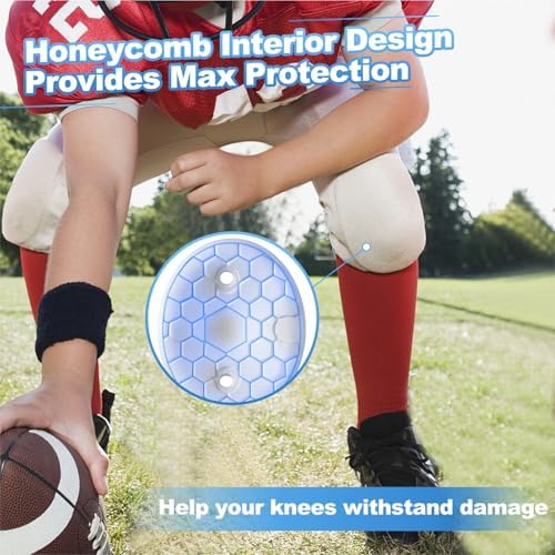 4 Pcs Football Knee Pads for Youth, 4.7'' x 4'', Suitable For Varsity Training, Protect Elbows and Knees