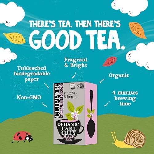 Clipper Tea, Earl Grey, Organic Tea with Citrus Begamot, Plant Based, Black Tea, Caffeinated British Tea, 6 Pack, 120 Unbleached Tea Bags