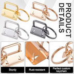 OIIKI 20 Pack Key Fob Hardware, Wristlet Keyfob Hardware Set with Split Rings, 25mm Keychain Clamp for Wristlets Key Lanyards Webbing Leash- 4 Colors