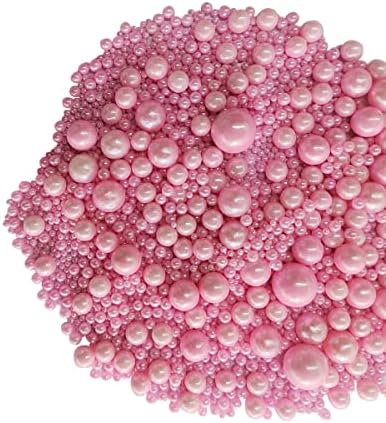 Edible Pink Sugar Pearls Candy Sprinkles 120G/ 4.23Ounce Baking Cake Sprinkles Cupcake and Cake Topper Cookie Decorations Wedding Party Valentines Halloween Christmas Supplies