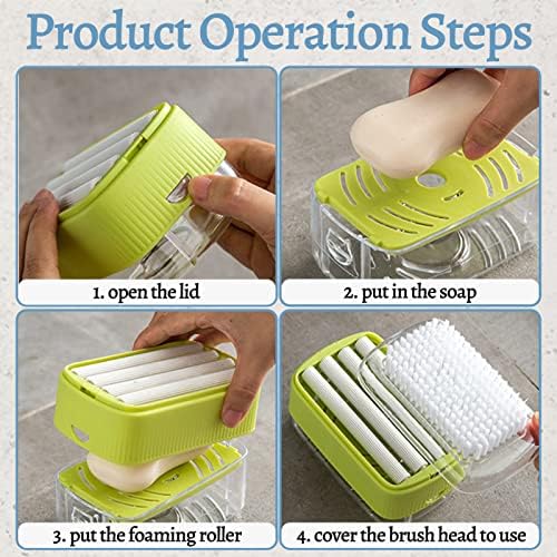 Multifunctional Laundry Soap Box for Soap Holder,Portable Scrubbing Soap Dispenser Roller Soap Cleaning Storage Foaming Box for Home Bathroom Kitchen,Laundry Cleaning Brush Soap Box (Blue)