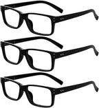 Eyekepper Vintage Reading Glasses for Men - 3 Pack Spring Hinges Classic Readers - Black Frame +1.50
