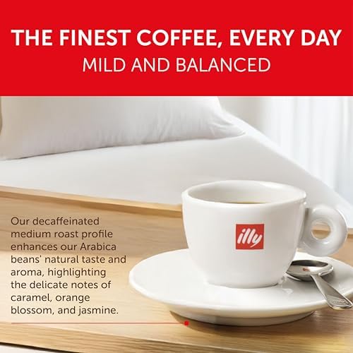 illy Decaf Ground Espresso Coffee, Classico Decaffeinated Medium Roast, 100% Arabica, Premium Italian Coffee, Pre-Ground for Espresso Machines, 8.8oz, 6 Pack