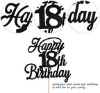 Rsstarxi 1 Pack Happy 18th Birthday Cake Topper Black Glitter 18 & Fabulous Cheers to 18 Years Old Birthday Cake Pick for Celebrating 18th Birthday Anniversary Party Cake Decorations Supplies