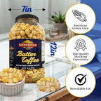 Stonehedge Farms Butter Toffee Flavored Popcorn | 32 oz Tub (Pack of 2) | Perfect for Holidays and Christmas | Reclosable Barrels | Bulk Popped ButterToffee Corn