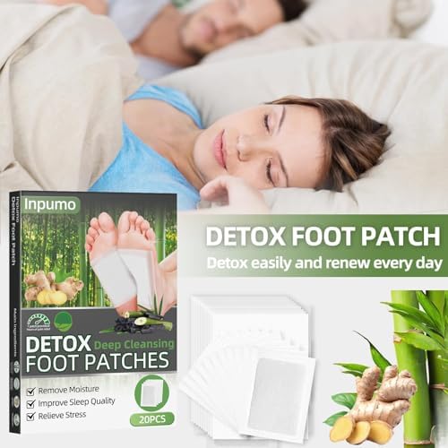 Foot Patches 20 Pack, Natural Ingredients Foot Care Patches with Bamboo Vinegar and Ginger Powder,Restful Sleep & Helps Remove Tension,Comfortable Adhesive & No Trace