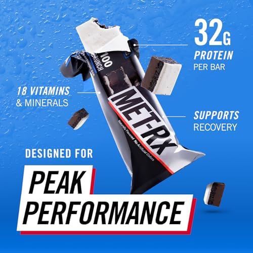 MET-Rx Big 100 Protein Bar, Meal Replacement Bar, 32G Protein, Super Cookie Crunch, 3.52 Oz (Pack of 9)