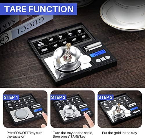 THINKSCALE Milligram Scale, 50g/0.001g Digital Jewelry Scale, Micro Gram Scale for Powder, Medicine, Gold, Gem, Reloading, Mg Scale 6 Units, Tare, Cal Weight Included
