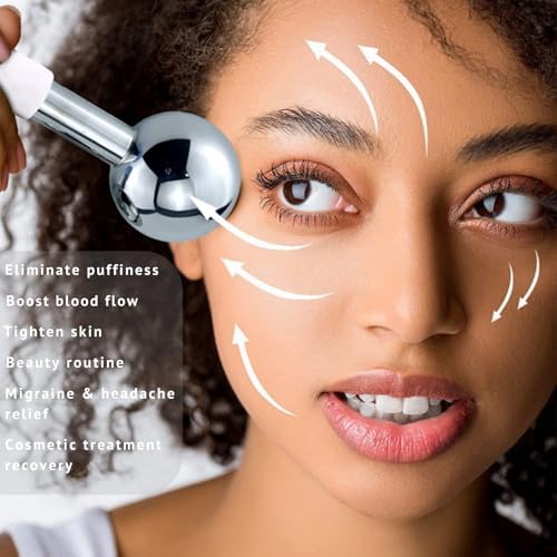 Ice Roller for Face Ice Globes Eye Massager Facial Roller Tools Stainless Steel Cryo Globes Long-Lasting Cold Therapy for Eyes, Hot Flashes, Body Skin Care for Puffiness, Wrinkles