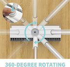 Floor Scrub Brush with Long Handle, 3 in 1 Scrape and Heavy-Duty Stiff Bristle Scrubber Brush for Cleaning Shower Bathroom, Patio, Pool, Garage, Kitchen, Wall and Deck (White, 1 Pack)