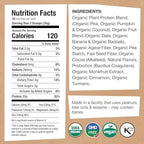 EarthChimp Organic Vegan Protein Powder - with Probiotics - Non GMO, Dairy Free, Non Whey, Plant Based Protein Powder for Women and Men, Gluten Free - 26 Servings 32 Oz (Vanilla) No Scoop