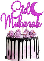 Eid Mubarak Cake Topper | Ramadan Muslim Hajj Mubarak Cake Decoration | Multicolour Glitter Muslim Islam Ramadan Kareem Party Decoration(Purple)