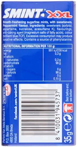 Smint XXL Peppermint Sugarfree 50 Mints Tin 35g, (Pack of 1)