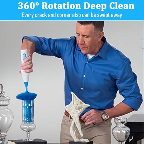 Multifunction Dust Collector Cleaning Brush Feather-Spin Duster Cleaning Tool for Home Office Battery-Driven Electric Dust Collector Multifunction Rotary- Cordless Cleaning Brush with Rod
