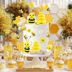46 PCS Bee Cake Toppers Honeycomb Cake Decorations for Baby Shower Bee Theme Birthday Party Decoration Supplies