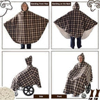 Sqodok Wheelchair Warm Blanket with Hat, Fleece-Lined Wheelchair Cape with Hood, Cold-Proof Shawl for Adults, Winter Poncho Cape Coat for Elderly