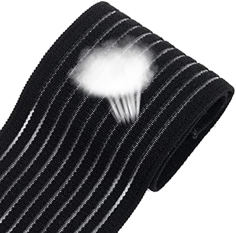 Rbenxia 4 Pieces of Black Elastic Wrist Ankle Compression Bandage Adjustable Wrist Ankle Strap Heel Brace Wraps Breathable Wrist Ankle Band for Stabilising Ligament, Joint Pain, Sport (40＆70 cm)