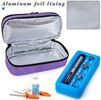 LUXJA 2 Layers Insulin Case with an Ice Pack - Holds 6 Vials (10ml) or 2 Insulin Pens, Diabetic Bag with Supplies Storage Pockets, Purple