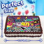 8.3 x 11.7 Inch Edible Square Cake Toppers – Back to 90s Themed Birthday Party Collection of Edible Cake Decorations