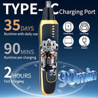 Nose and Ear Hair Trimmer for Women Men,2 in 1 LED Display Eyebrow Hair Trimmer with USB Rechargeable,Portble Waterproof Facial Hair Removal with Dual-Edge Blades for Travel (Black Gold)