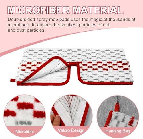 Spray Mop Pads Compatible with Promist Max - Reusable Mop Refills for Oceda Promist Max, Microfiber Double Sided Usable Dry Wet Floor Cleaning (6 Pack Red)