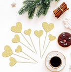 Gyufise 30Pcs Gold Glitter Heart Cupcake Toppers Sweet Love Theme Heart Cake Pick Decorations Wedding Engagement Bridal Shower Birthday Valentine's Day Party Decorations