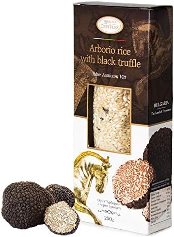 Italian Arborio Risotto Rice with Black truffle Mushrooms Tuber Aestivum and Spices, Rich in Antioxidants, Fibres (3 x 250g)