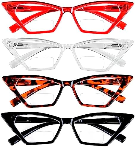 Eyekepper 4-pack Bifocal Reading Glasses Women Cat Eye Oversized Bi-focal Readers